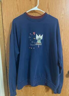 Mc Energy Sportswear Sweatshirt Size 2X Blue Holiday Angel Embroidered